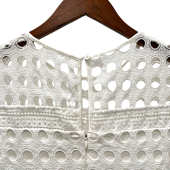Calvin Klein Womens White Eyelet Lace Fit and Flare Dress Sleeveless Size Medium - Picture 9 of 10